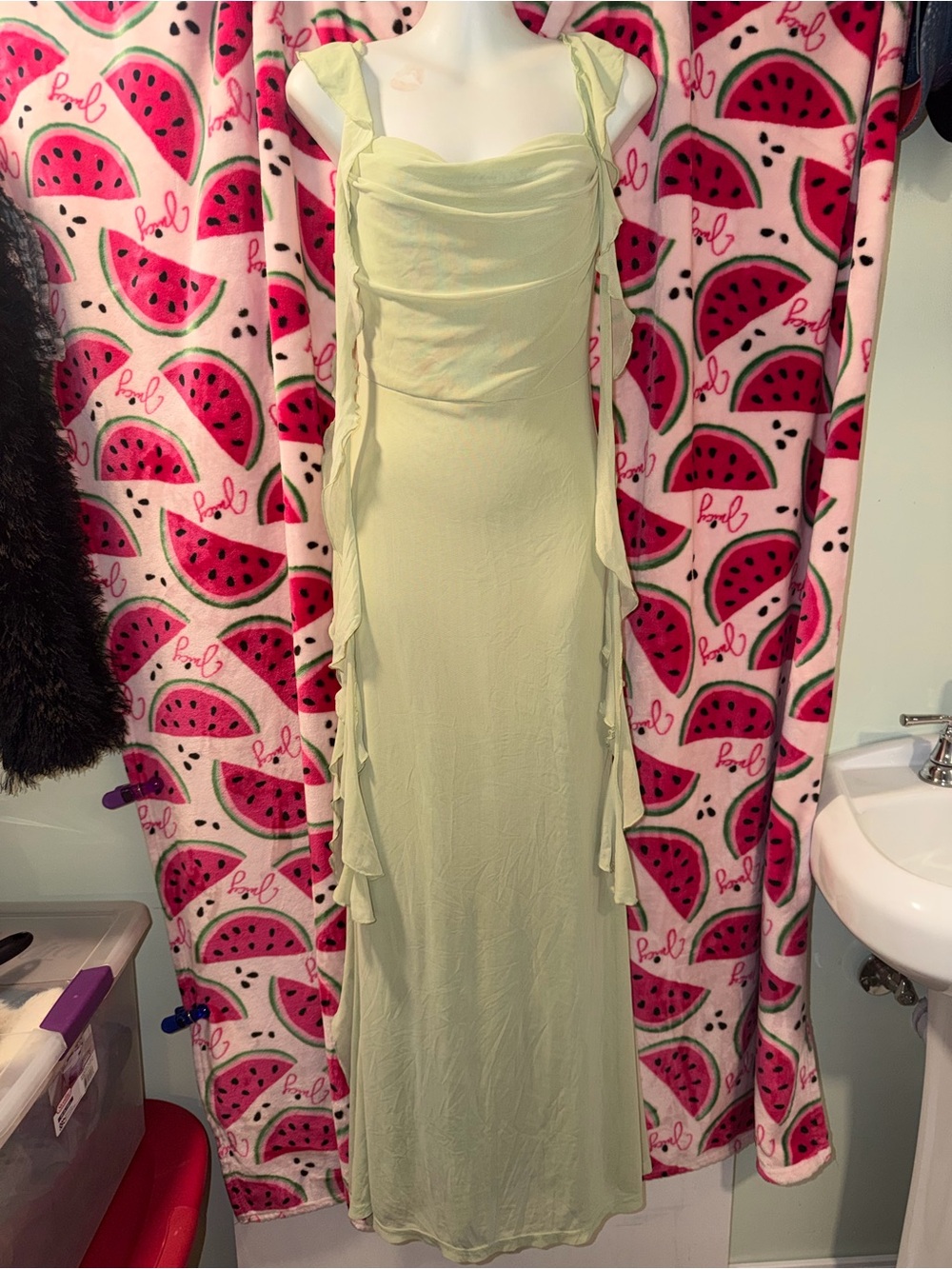 💚 Cider Fairy Ruffle-Trim Maxi Dress